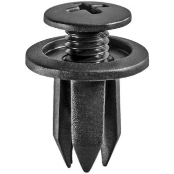Black Nylon Screw-Type Push Retainer – 7mm Hole, 14mm Head x 11mm Stem