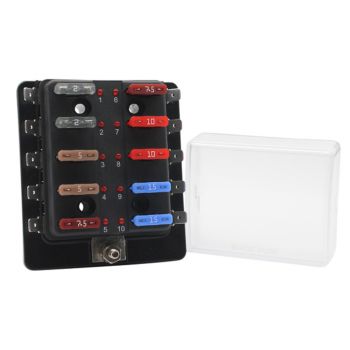 10-Way ATO Fuse Block with L.E.D. Indicator