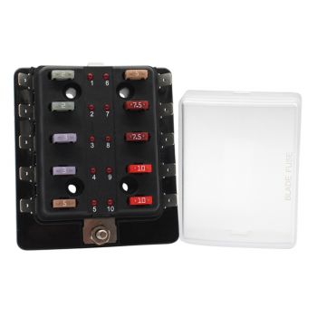 10-Way Mini Fuse Block with L.E.D. Indicator