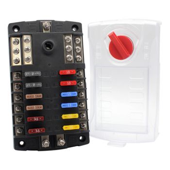 12-Way ATO Fuse Block with Ground Bus