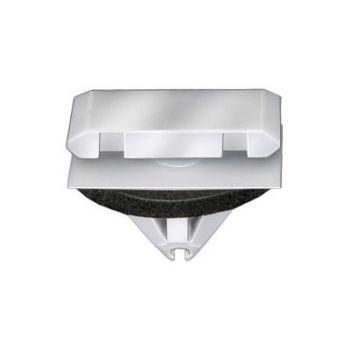 GM White Nylon Exterior Molding Clip with Seal – 9mm Hole, 12mm x 20mm Head
