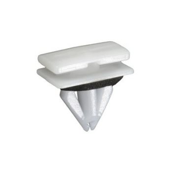 Ford/Lincoln Rocker & Wheel Opening Molding Clip with Seal – White Nylon, 10mm Hole