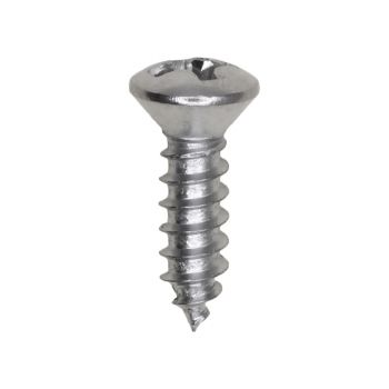 #6 x 1/2" Phillips Oval Head Tapping Screw - Chrome