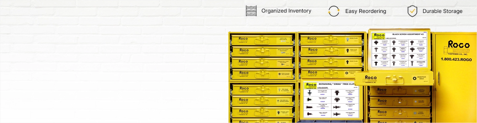 Cabinets and Drawers full of assorted fasteners.
