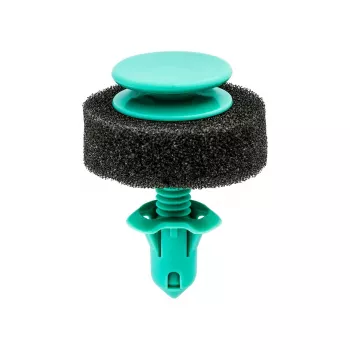 GM Door Trim Panel Push-Type Retainer with Sealer – Green Nylon, 8mm Hole, 32mm Stem